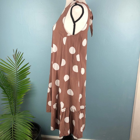 LOFT Brown Polka Dot Dress Drop Waist XS - Picture 5 of 13